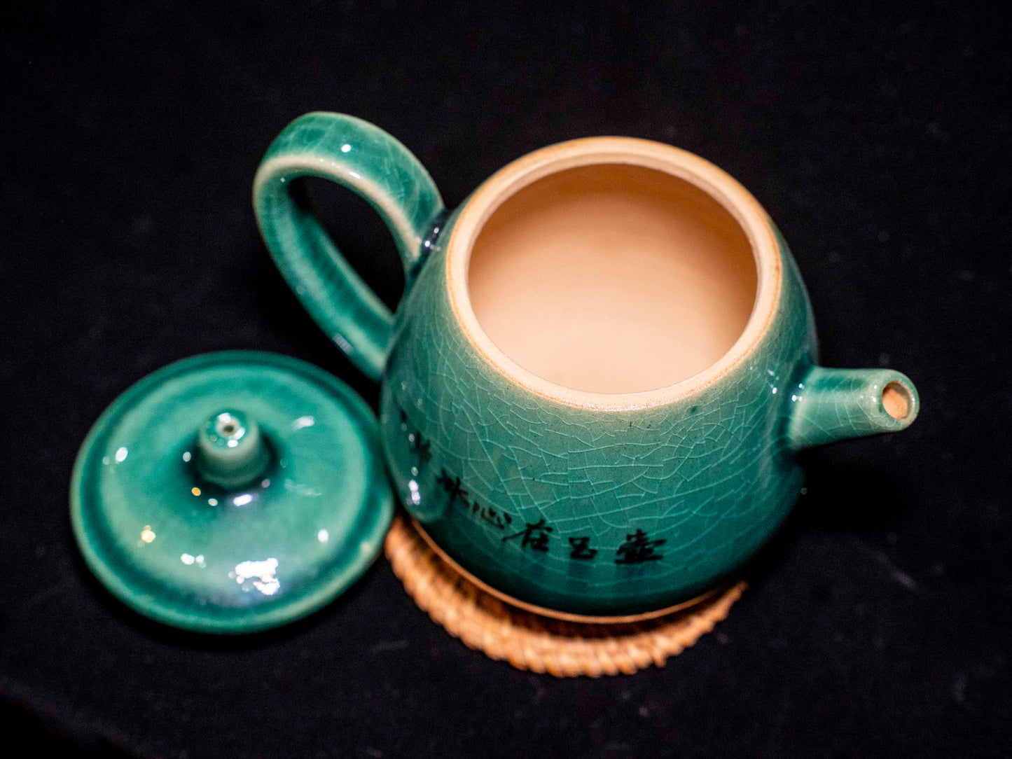 Jade Ice Crackle Ceramic Teapot